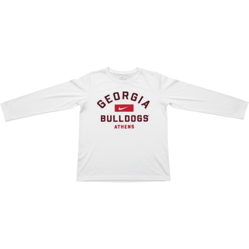 Nike Georgia Bulldogs Long Sleeve Shirt Kids Medium White Dri-Fit Athens Tee
